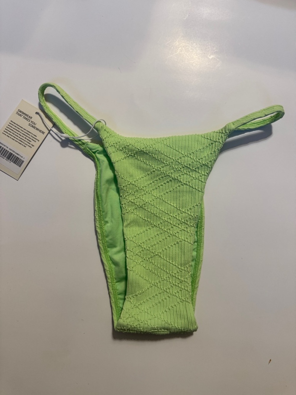 Lime Green Textured String Bikini Set - Picture 7 of 9